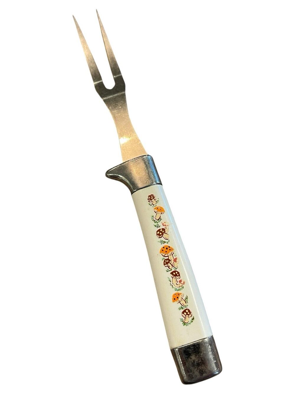 Vintage Ekco Spice of Life Two-Tine Meat Serving Fork Mushroom Handle